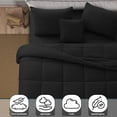thumbnail image 3 of Lux Decor 5-Piece King Size Comforter Set - Ultra-Soft All-Season Bedding Set Includes Down Alternative Comforter, Pillow Shams, Decorative Cushion & Bed Skirt (Black), 3 of 7