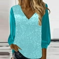 thumbnail image 2 of Women's New V Neck Shiny Sequin Top Elegant Sequin Long Sleeve Shirt Loose Version Of Sequin Shirt, 2 of 2
