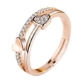 thumbnail image 7 of Opolski Women's Fashion Rhinestone Inlaid Double Hearts Open Ended Ring Jewelry Gift, 7 of 7