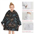 thumbnail image 6 of Colorful Games Element Black Pattern Blanket Hoodies for Kids 6-13YR Oversize Wearable Blanket Hoodies for Boys Girls Teens, 6 of 7