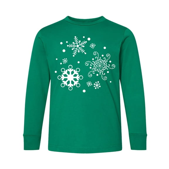 Inktastic Christmas Holiday Snowflakes Long Sleeve Youth T-Shirt