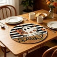 thumbnail image 5 of Halloween Round Placemats Set of 6 – Cute Ghost & Jack-o'-Lantern Pattern Heat Resistant Table Mats for Kitchen Dining & Party Decor (15 Inch), 5 of 7