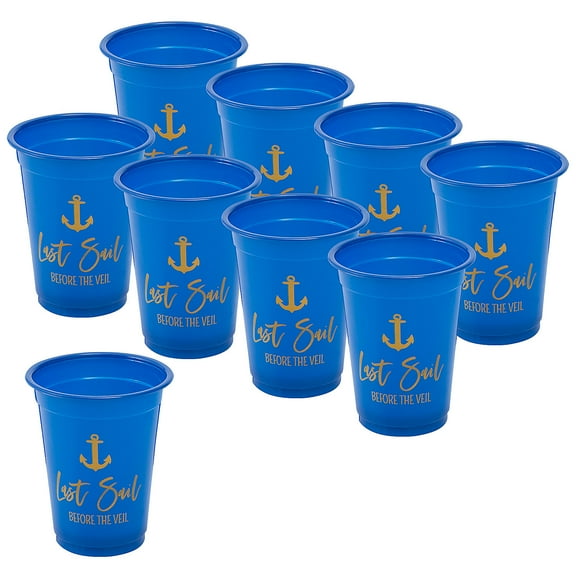 Last Sail Before the Veil Bachelorette Party Disposable BPA-Free Plastic Cups Bulk 100 Ct