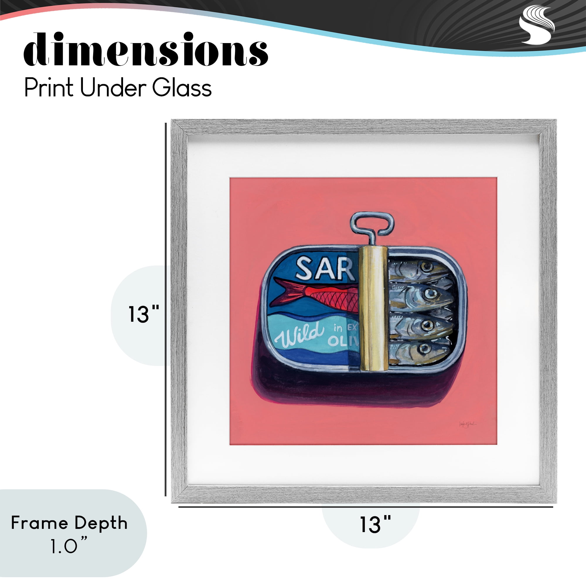 Stupell Industries Wild Sardines on Pink Gray Framed Print Under Glass, design by Kate Jarvik Birch