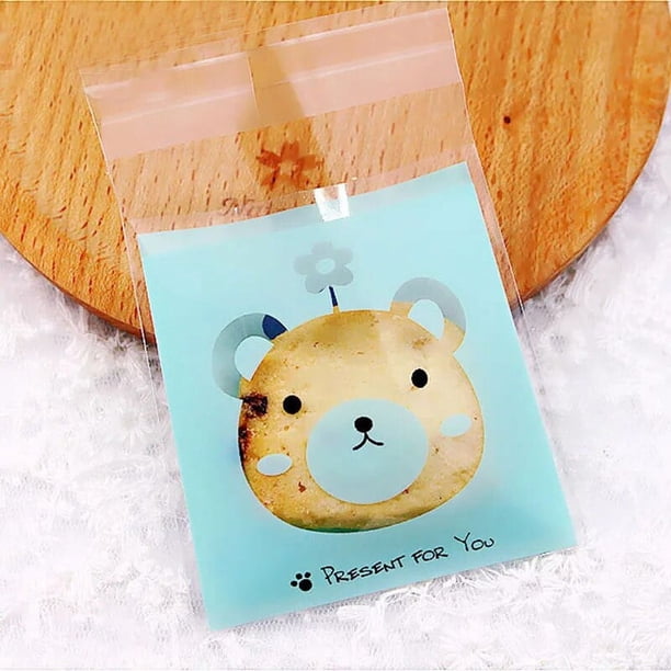 Bolsas de plástico de 7 y 10cm para galletas y dulces de monstruo de dibujos animados, autoadhesivas, para manualidades, bodas, fiestas, aperitivos, paquete para hornear, 100 Uds.