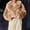 Pink, variant on Womens Wide Lapel Curly Fluff Thick Drop Shoulder Oversized Short Warm Outer Jacket, Cuffed Sleeve Dual Hand Pockets Straight Silhouette Pink M