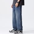 thumbnail image 3 of New Fashion Spring Men's Blue Jeans Loose Straight Style Trendy Brand Retro Wide Leg Casual Long Pants, 3 of 20