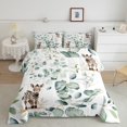thumbnail image 2 of Erosebridal Cute Zebra King Size Comforter Set Green Eucalyptus Bedding Set, Woodland Animal Wildlife Down Comforter Botanical Plant Leaves Bed Set, Cartoon Horse Quilted Duvet, 2 of 6