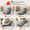 thumbnail image 6 of Indoor Chaise Lounge Sofa, Floor Chair with Back Support and 14 Adjustable Angle Folding Floor Lounger with Pillow Convertible Floor Sofa Bed for Living Room Bedroom, Grey, 6 of 7
