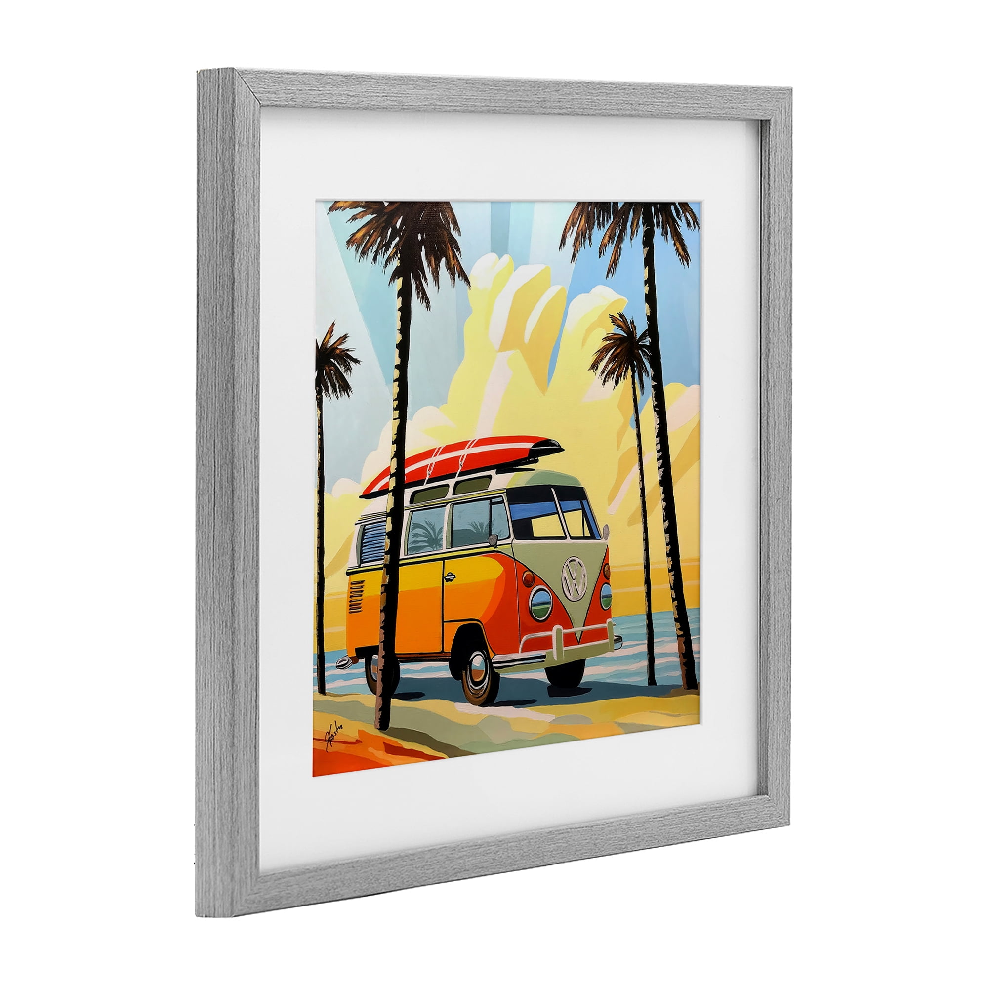 Stupell Industries Road Trip Beach Van Gray Framed Print Under Glass, design by John Jaster