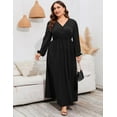 thumbnail image 3 of Women's Plus Size Wrap Short Flutter Sleeves Maxi Dress, 3 of 7
