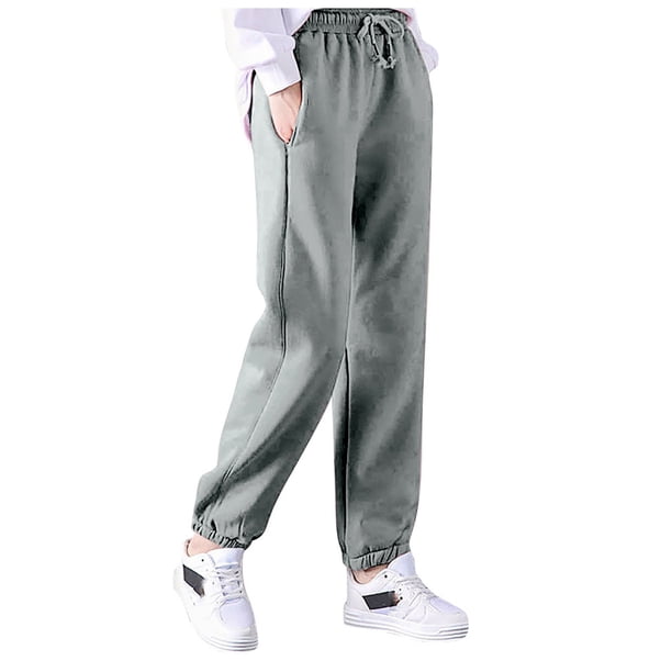 Gibobby Pantalones Casual Mujer Petite Moda Plus Harem Casual Encaje Mujer Sólidos Pantalones de Velvet Pantalones Elastic Velvet (Grey, M)