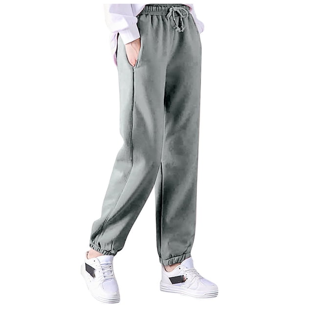 Gibobby Pantalones Casual Mujer Petite Moda Plus Harem Casual Encaje Mujer Sólidos Pantalones de Velvet Pantalones Elastic Velvet (Grey, S)
