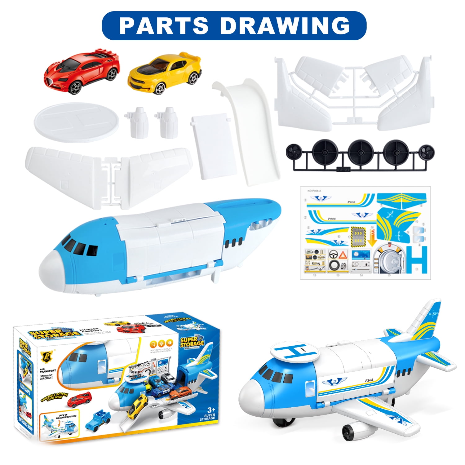 Airplane toys, 3-year-old children's airplane toys, toddler airplanes, 2, 3, 4, 5-year-old children's toys, storable airplane toys, children's birthday gifts