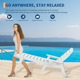 thumbnail image 6 of 5-Position Patio Lounge Chair for Outside, HDPE Outdoor Chaise Lounge with Cup Holder, Resin Pool Lounger Chair with Rolling Wheels, White, 6 of 7