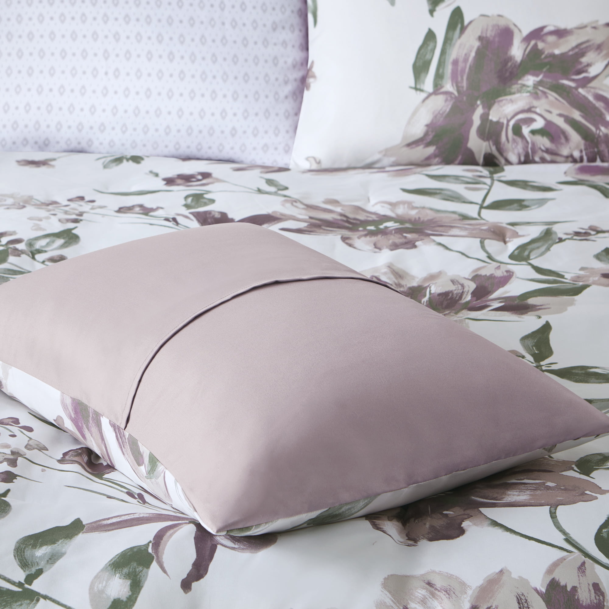Madison Park Essentials 7 Piece King Floral Comforter Set, Soft Brushed Bed in A Bag with Bed Sheets, Spring Lavender Comforter Bed Set, Bedding Sets with Flat Sheet and Fitted Sheet for Girls