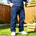 thumbnail image 4 of DENTOYOU Men's Jeans Comfort Flex Waist Relaxed Fit Denim Big & Tall Straight Jeans Blue 52, 4 of 6
