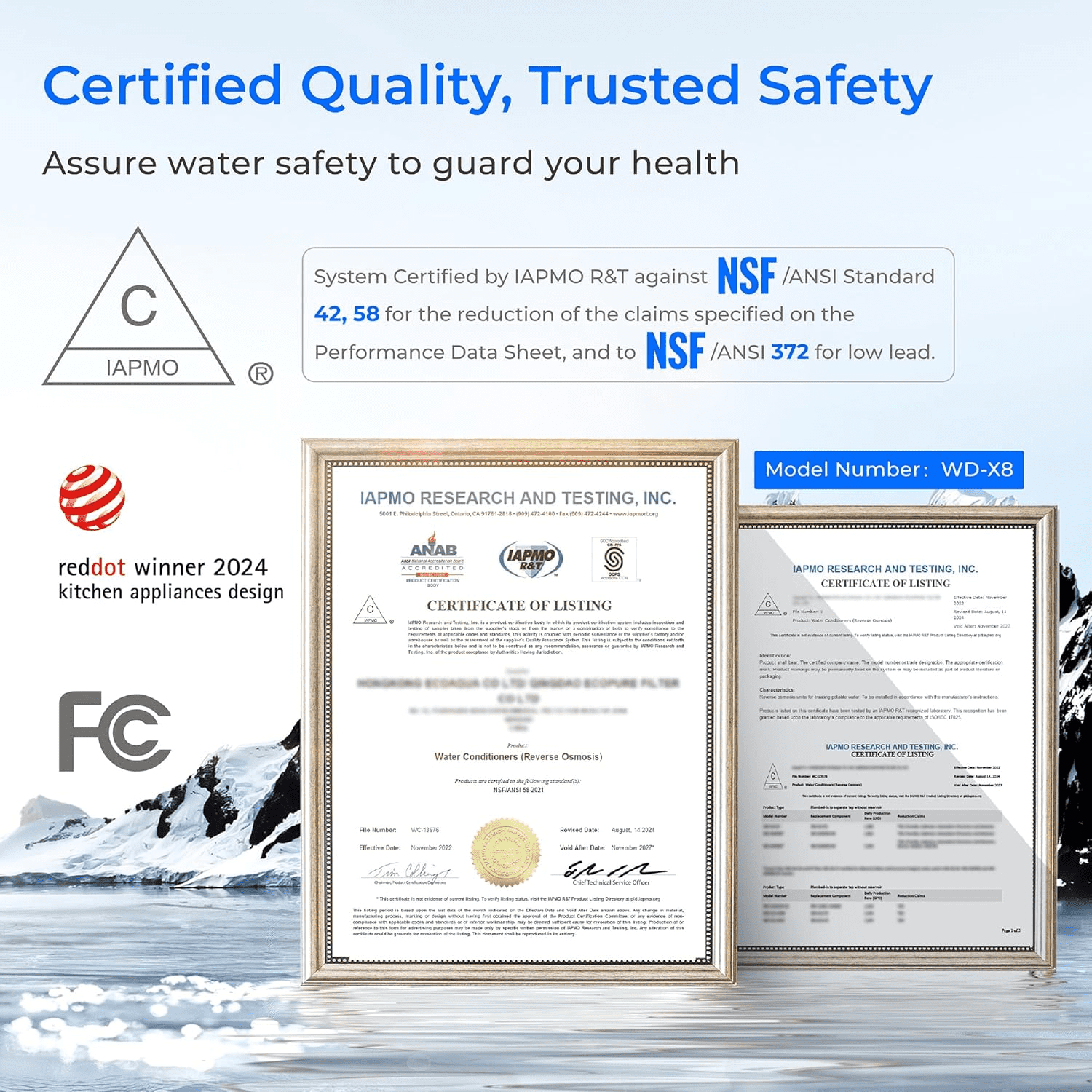 Restored Waterdrop X8 Reverse Osmosis System, 800 GPD Tankless Reverse Osmosis Water Filter, 9-Stage Filtration, 2:1 Pure to Drain, Smart Faucet, Reduce PFAS with F2 Water Filter (Refurbished)