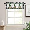 thumbnail image 3 of St. Patrick''s Day Kitchen Window Valances, Lucky Shamrock Clover Gnome Valance, White and Black Buffalo Plaid Small Curtain Rod Pocket Light Filtering Bathroom Living Room Decor Curtains 54x18 Inch, 3 of 6