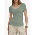 thumbnail image 2 of Women's Casual Short Sleeve Scoop Neck Summer Tops Ribbed Knit Slim Fit Tee Shirts, 2 of 4