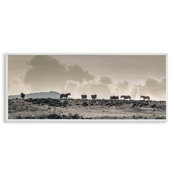 Stupell Industries Rustic Lodge Horses in Vast Landscape White Framed Giclee Art, 30 x 13, by Danita Delimont
