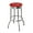 Red, variant on Bar Stool 29" Tall Backless Chrome Metal with Swivel Seat Cushion Featuring Your Favorite Baseball Team Logo on Colored Vinyl (Cubs on Blue)