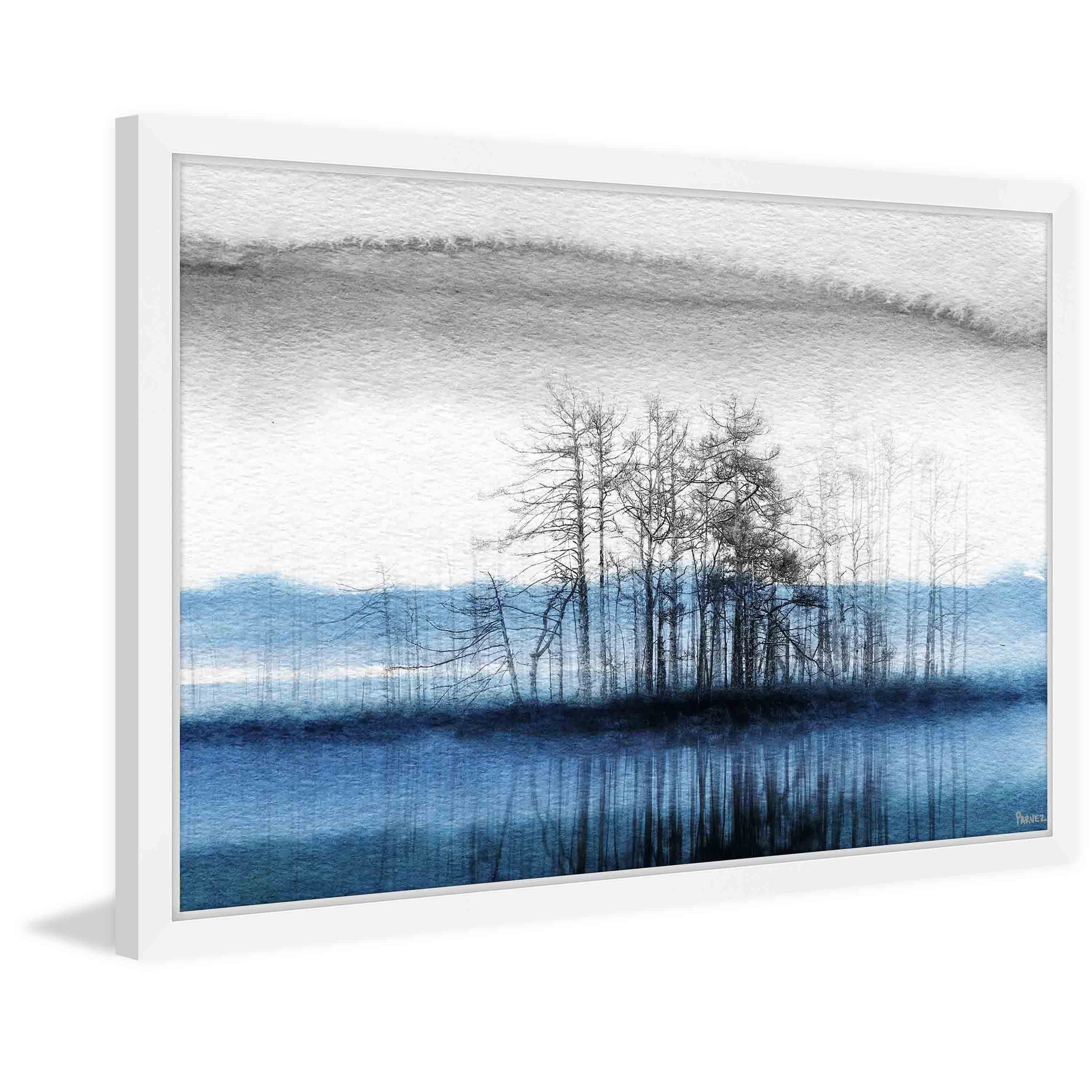 Parvez Taj  - 'Tree Isle Reflects' Framed Painting Print 24 x 16