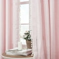thumbnail image 5 of Linen Boho Pink Embroidered Curtains for Girls Bedroom & Nursery - 84" Long, 2 Panels, Light Filtering Farmhouse Drapes (52" W x 84" L), 5 of 18