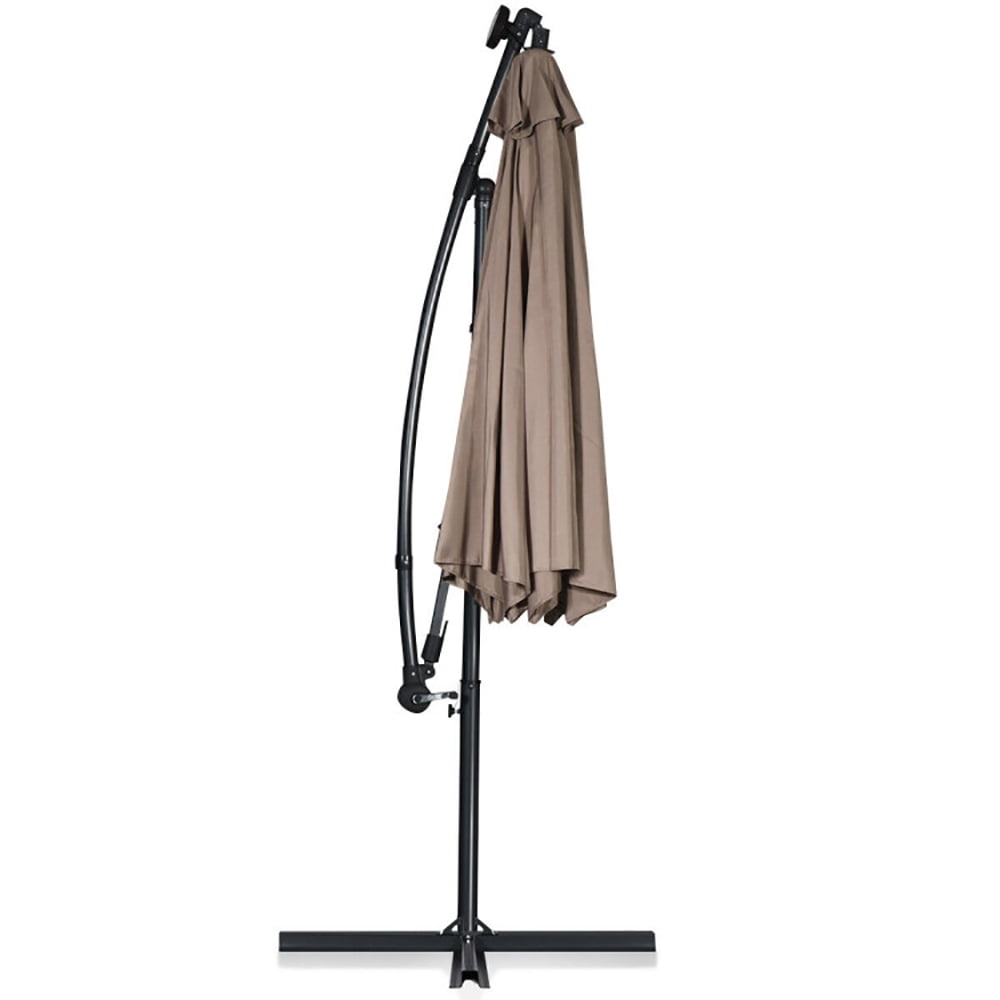 Aimee Lii 10 ft 360° Rotation Solar Powered LED Patio Offset Umbrella without Weight Base, Outdoor Umbrellas for Patio, Tan Aimee Lii 10 ft 360° Rotation Solar Powered LED Patio Offset Umbrella without Weight Base, Outdoor Umbrellas for Patio, Tan