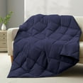 thumbnail image 3 of Natural Goose Down Throw Blanket Couch,Sofa Blanket Throw,Outdoor Blanket Gifts,Lightweight Peach Skin Fabric,Reversible Lap Down Blanket,50"X70",Navy Blue, 3 of 7