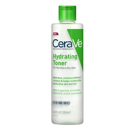 CeraVe Hydrating Facial Toner with Hyaluronic Acid & Niacinamide for Normal to Dry Skin, Alcohol-Free & Oil-Free, 6.8 fl oz