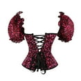 thumbnail image 5 of Elainilye Fashion Body Shaper for Women Red Lip Print Bodysuits Court Gothic Corset Outer Wear Sexy Tight Fitting Shapewear,Red, 5 of 8