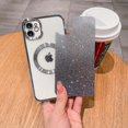 thumbnail image 3 of Compatible with iPhone 11 Magnetic Gardient Glitter Case, Plating Bling Cute Case with MagSafe for Women Girls Full Camera Protector Back Cover for iPhone 11 6.1'' Silver, 3 of 11