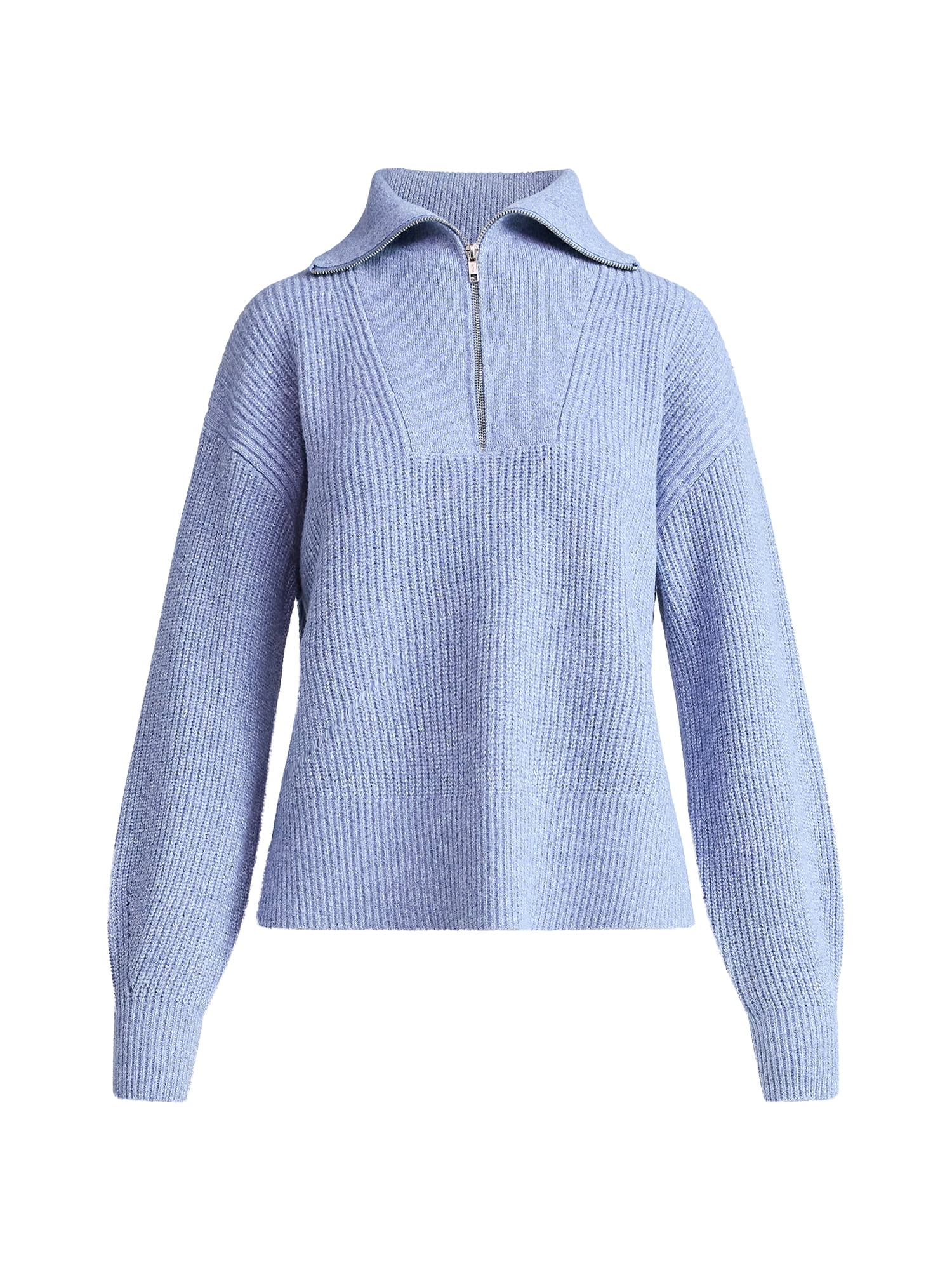 Free Assembly Women's and Women's Plus Half Zip Sweater with Long Sleeves, Midweight, Sizes XS-4X