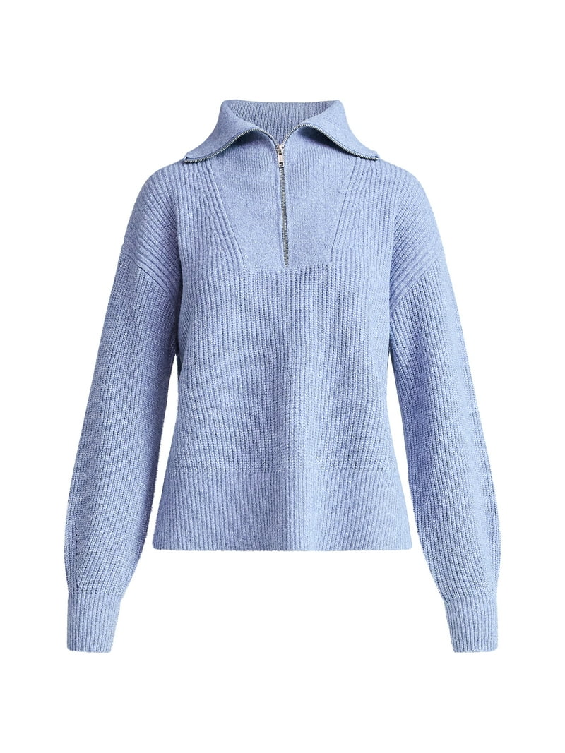 Free Assembly Women's and Women's Plus Half Zip Sweater with