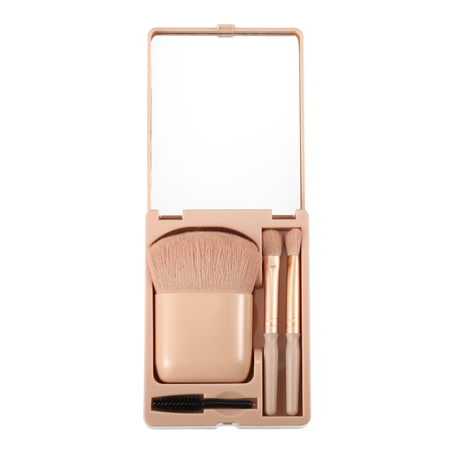 Juego de Brochas de Maquillaje Unique Bargains Pincel de Maquillaje de Viaje Naranja Claro 11,2x8,5x2,8 cm