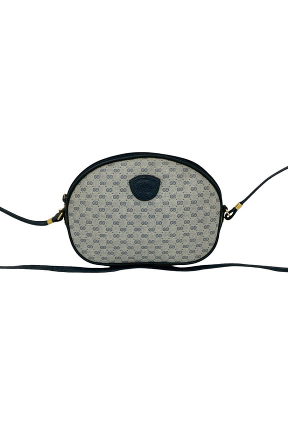 Pre-Owned GUCCI Vintage Micro GG Logo Leather Shoulder Bag/Pouch/Sacoche, Navy, 84688