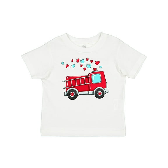 Inktastic Valentine Fire Truck with Hearts Boys or Girls Baby T-Shirt