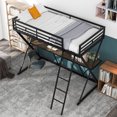 thumbnail image 4 of Kacho Metal Twin Loft Bed with Desk, Ladder and Full-Length Guardrails, X-Shaped Bedeframe Bedroom Furniture for , Easy to Assemble, No Box Spring Required, Brown, 4 of 7