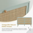 thumbnail image 2 of Brafab Vintage Natural Rattan 6 Drawers Dresser for Bedroom, Mid-Century Modern Dresser with Sturdy Wooden Legs, Boho Double Chest of Drawers with Wood Handles for Closet, Living Room, Mint, 2 of 6