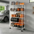 thumbnail image 4 of Ktaxon Commercial 5 Tier Storage Rack, Adjustable Rolling Metal Garage Shelving Chrome, 35''W x 14''D x 65''H, Capacity for 440lbs White, 4 of 18