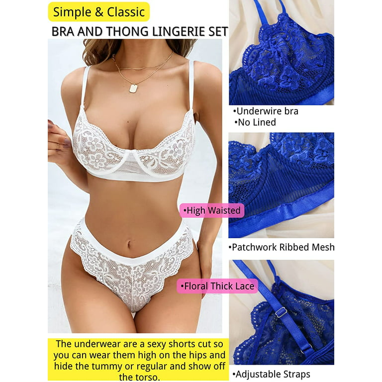 Kaei&Shi Sexy Lingerie for Women,Two Piece Lace Lingerie Set,Underwire Bra  and Panty Set Valentine 