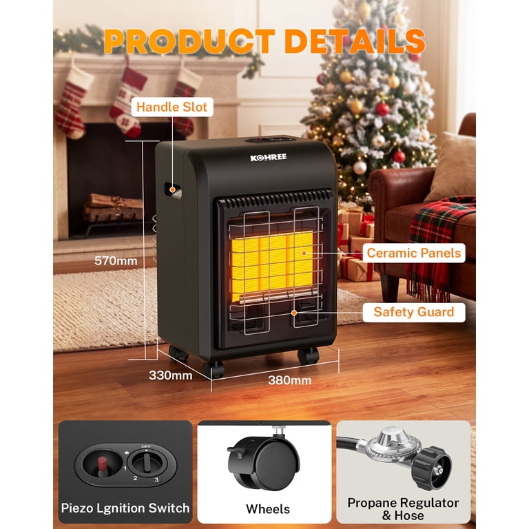 Kohree 18000 BTU Cabinet Propane Space Heater, 3 Settings photo 5