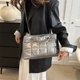 thumbnail image 5 of Bolso de hombro con decoración de cadena para mujer, bolso de mano acolchado de invierno, bolsos de compras (plateado), 5 of 8