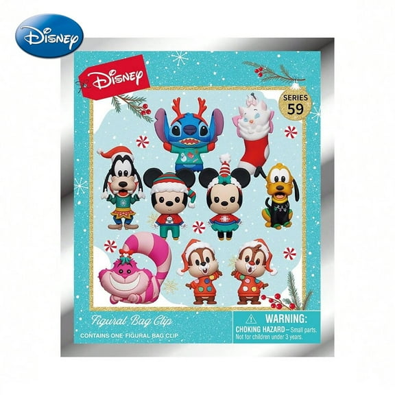 1pc Christmas Style Mickey Minnie Blind Bag Keychain3D Anime Character