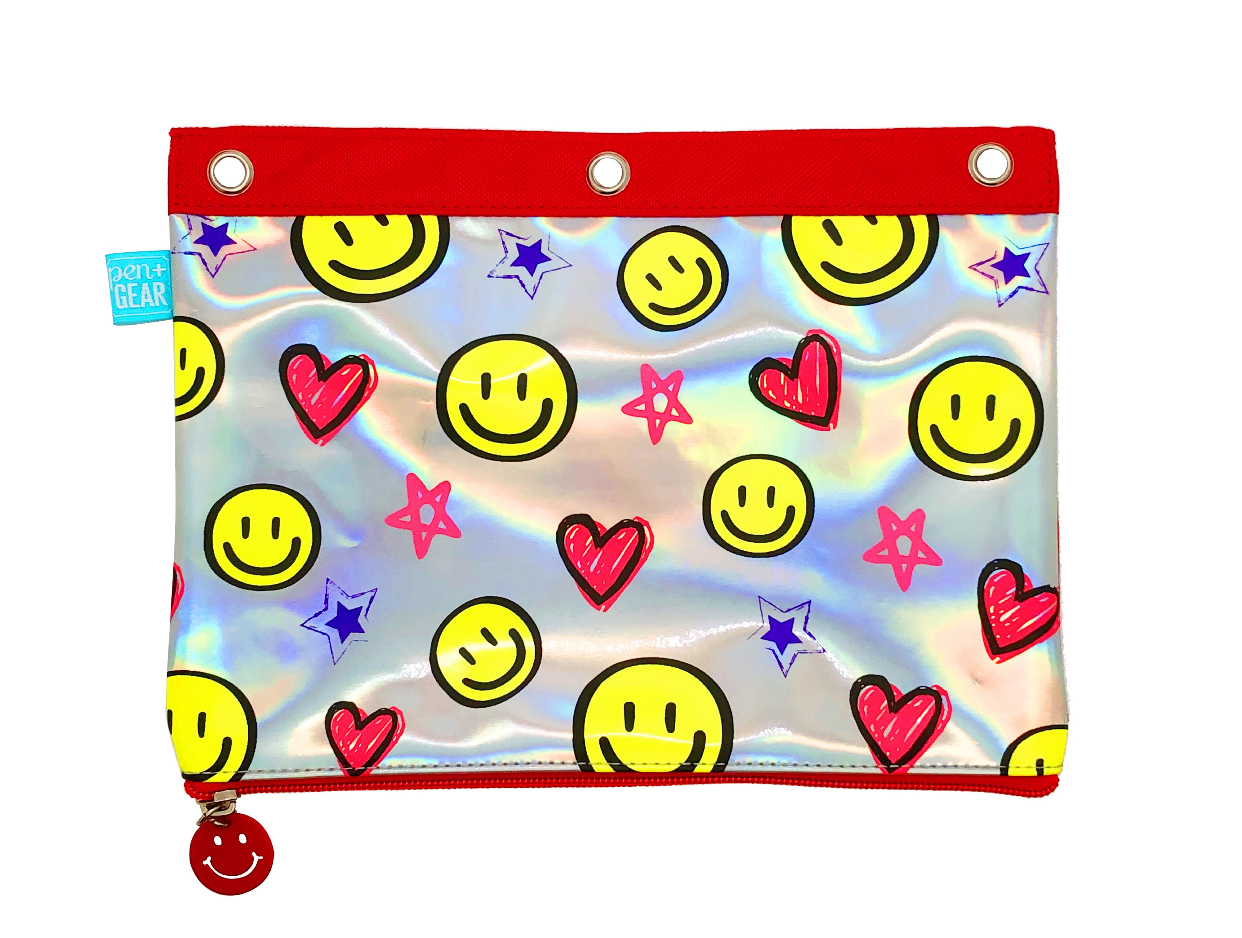 Pen+Gear Binder Pouch, Smiley Faces, Red Color