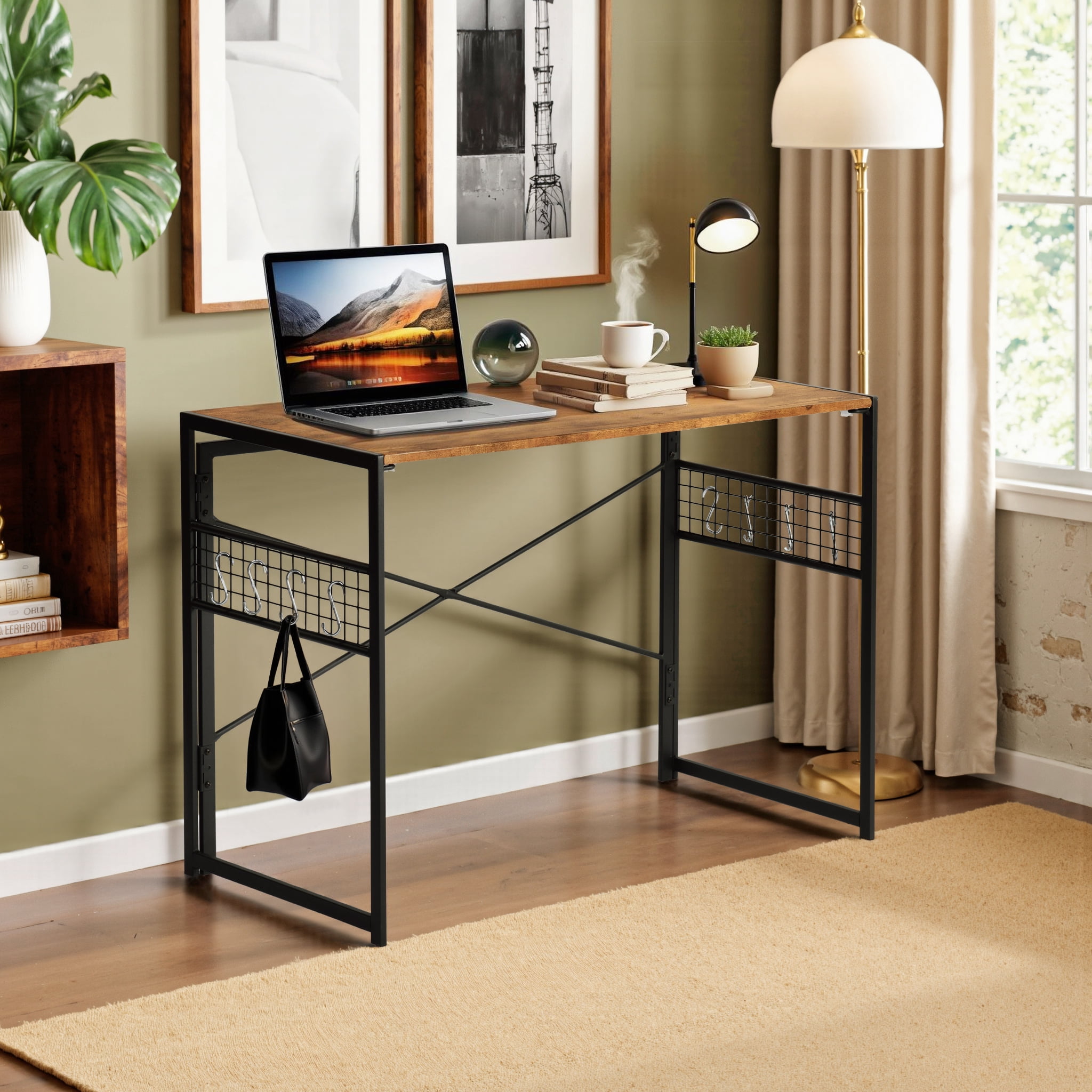 Homy Casa Writing Desk 39.4" - Compact Study Workstation for Small Spaces