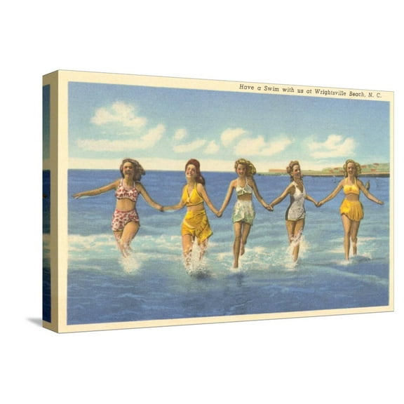 Art.com Bathing Beauties, Wrightsville Beach, North Carolina Stretched Canvas Print Wall Art, 18" x 12"