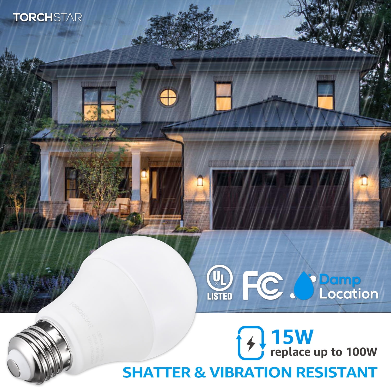 4 Pack Garage Door Opener LED Light Bulb, 100W Equivalent, 1700 Lumens Ultra-Bright A19, Shock Resistant Minimize Interference, 3000K Warm White, 15-Watt, UL-FCC listed, E26 Base