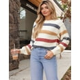 thumbnail image 5 of Cogild Sweaters for Women Striped Crewneck Long Sleeve Knit Pullover Sweater, 5 of 10